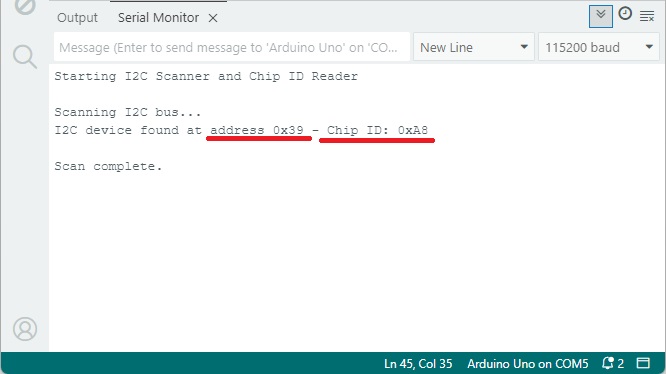 APDS9960 Get I2c Address and Chip ID