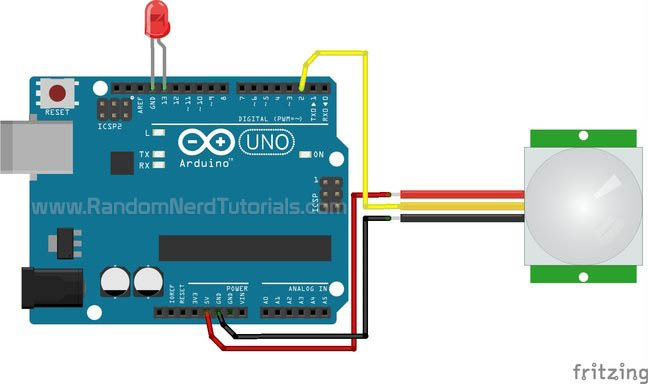 Arduino with PIR motion sensor schematics