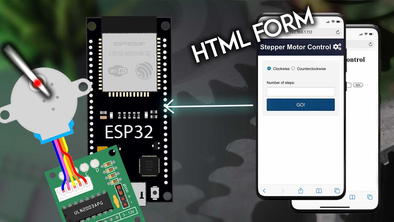Control Stepper Motor with ESP32 Web Server HTML Form Arduino IDE