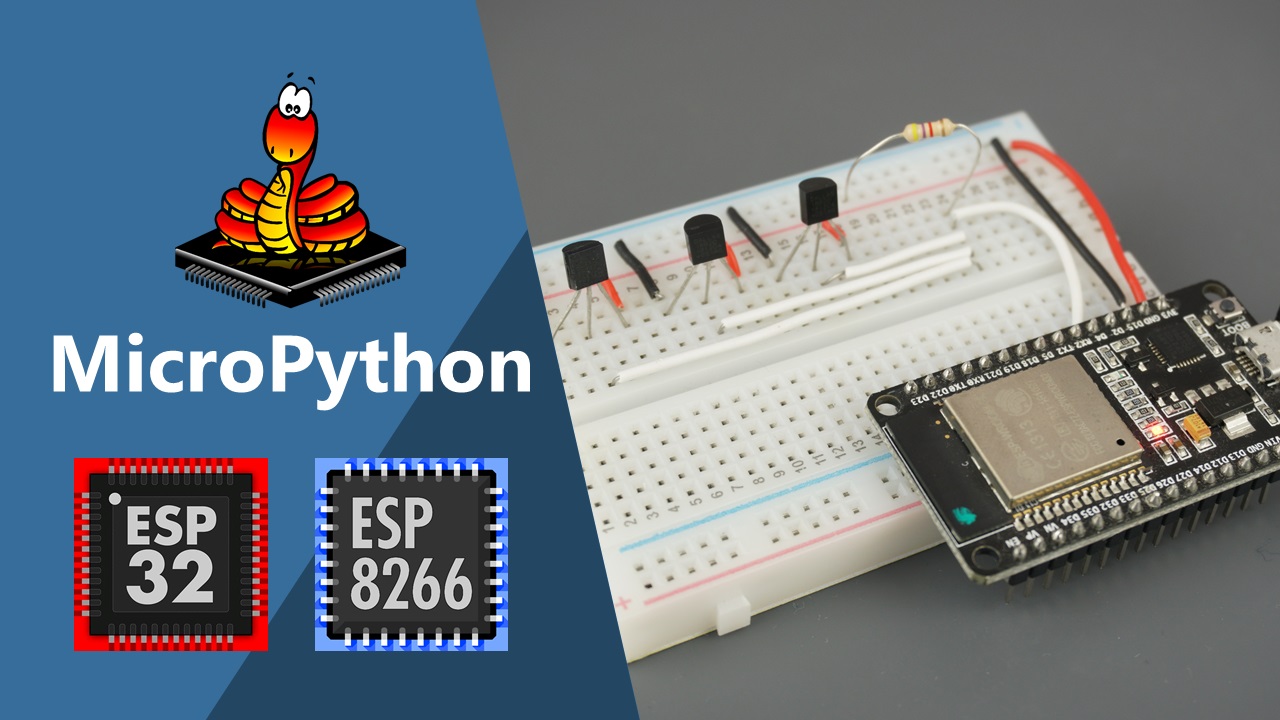MicroPython DS18B20 Temperature Sensor with ESP32 and ESP8266 (Single sensor, Multiple sensors and Web Server example)