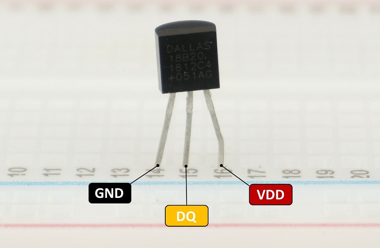 DS18B20 Temperature Sensor Pinout Pins Diagram