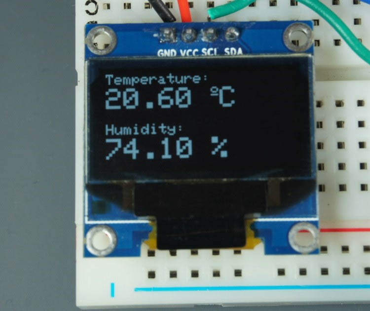Display temperature and humidity DHT22 DHT11 on OLED display