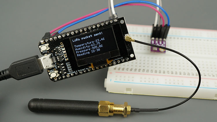 TTGO LoRa32 SX1276 OLED board ESP32 Sender Circuit Schematic