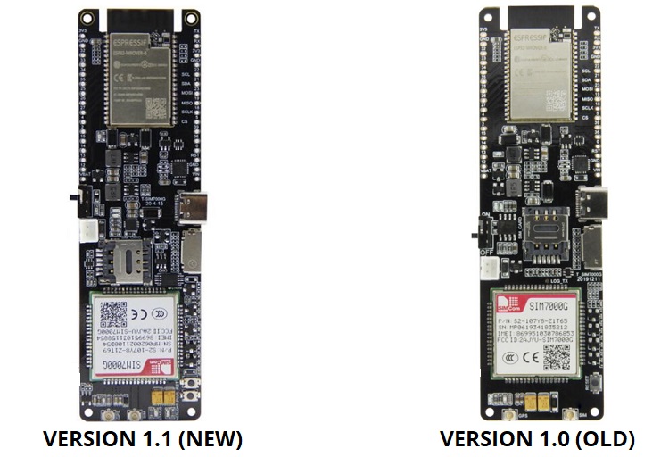 LILYGO ESP32 SIM7000G OLD VS NEW MODEL