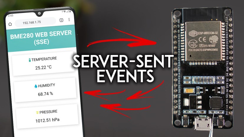 ESP32 Web Server using Server-Sent Events (SSE) Update Sensor Readings Automatically Arduino