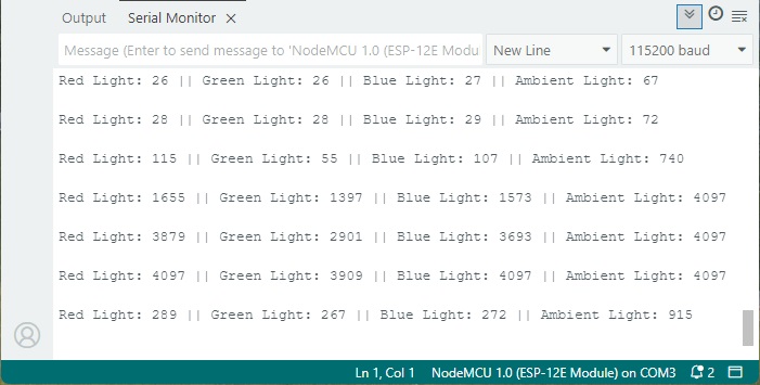 APDS9960 Color Detection Arduino IDE - Testing with ESP8266