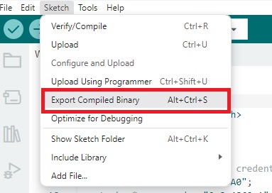 Arduino IDE export bin file