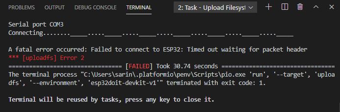 Timed out waiting for packet header error VS Code PlatformIO