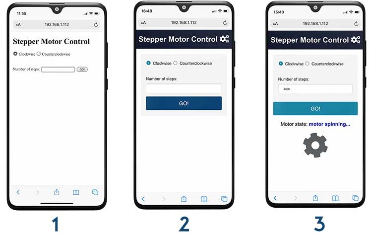 Control Stepper Motor with ESP32 Web Server HTML Form Arduino IDE