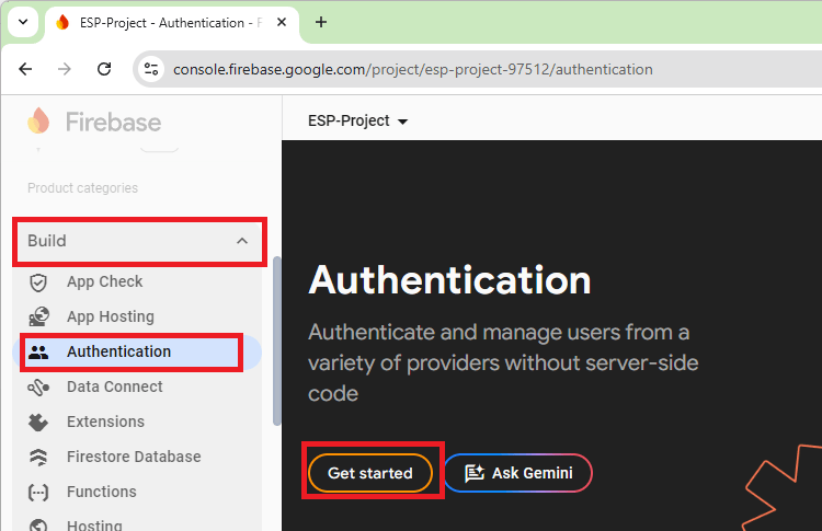 Firebase project set authentication