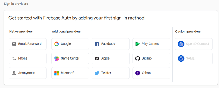 SFirebase authentication methods