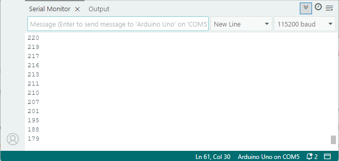 Arduino with APDS9960 Sensor - Serial Monitor
