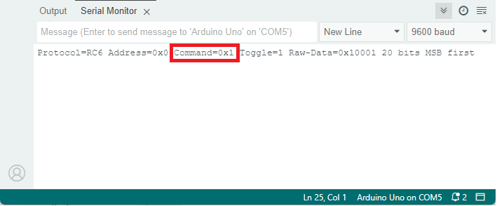 Arduino IDE IRRemote Key command