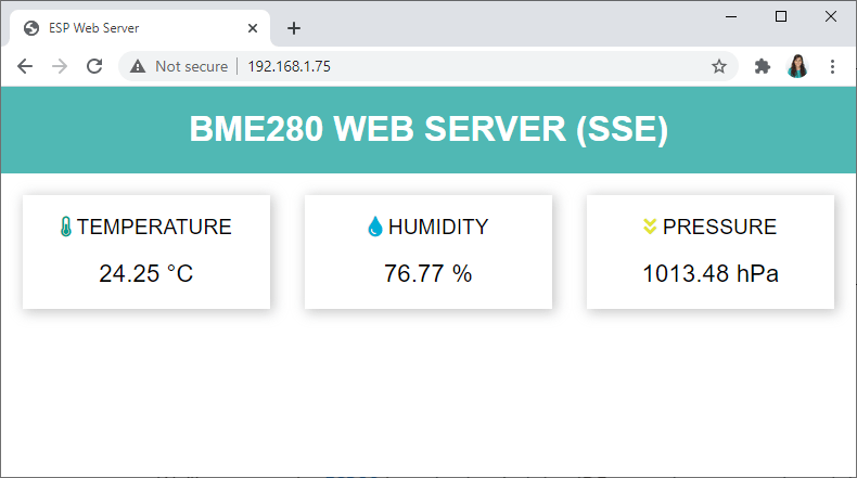 BME280 Web Server using Server-Sent Events (SSE) ESP8266 NodeMCU Arduino
