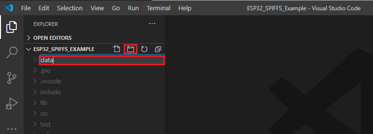 Create a data folder VS Code PlatformIO ESP32
