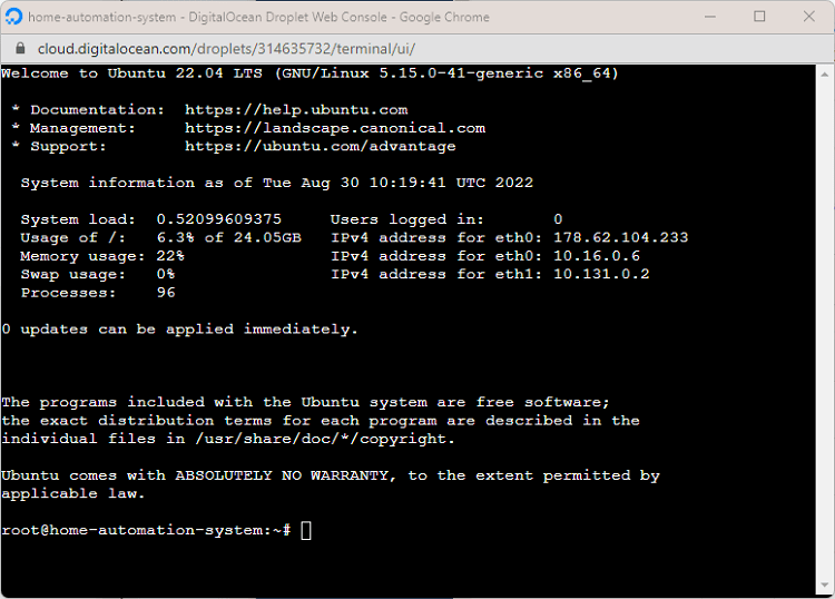 Digital Ocean VPN Linux Ubuntu Server Login Console Username Password