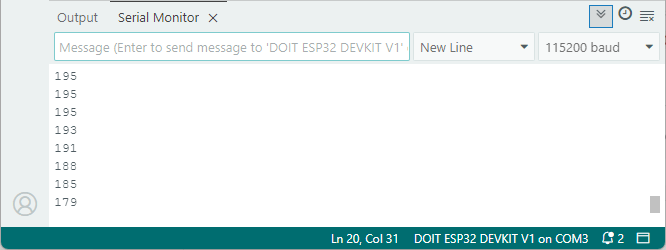 ESP32 with APDS9960 Sensor - Serial Monitor