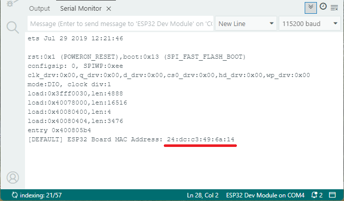 Getting the ESP32 CYD Board Mac Address on the Serial Monitor