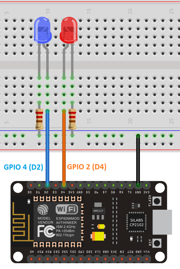ESP8266 Control LEDs GPIOs from anywhere circuit schematic diagram