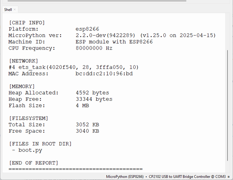 ESP8266 with MicroPython - get system info