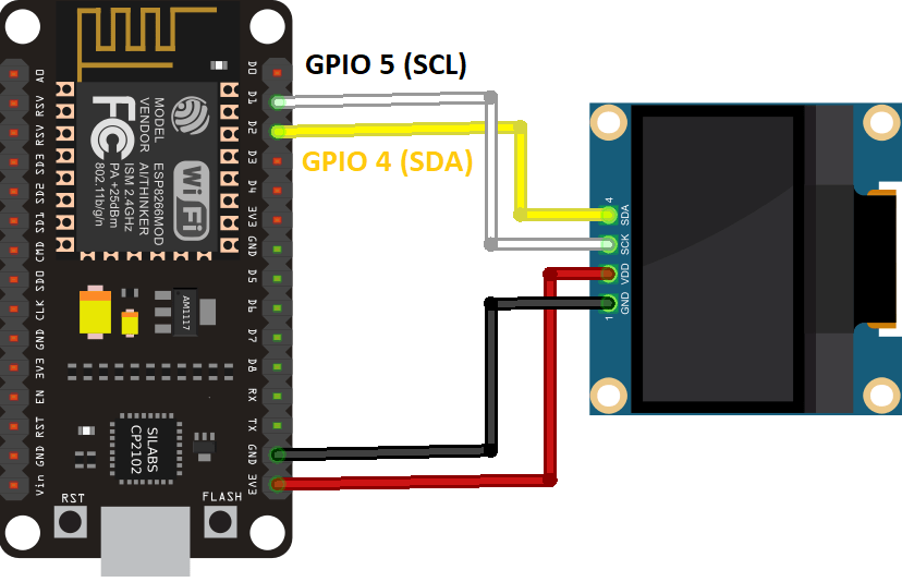 ESP32 OLED Display Wiring Schematic Diagram
