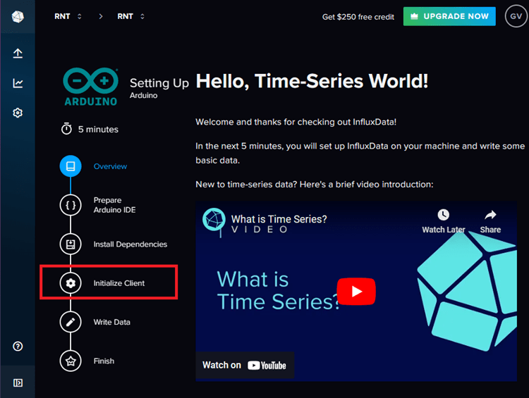 InfluxDB Initialize Arduino Client