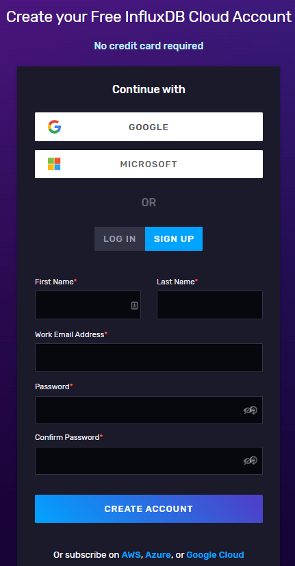 Creating an InfluxDB Account