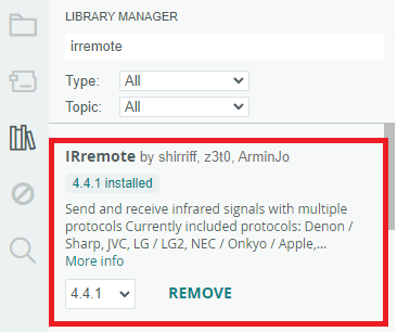 Install IR Remote Library Arduino IDE