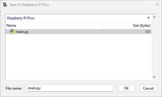 Micropython saving main.py file Thonny IDE