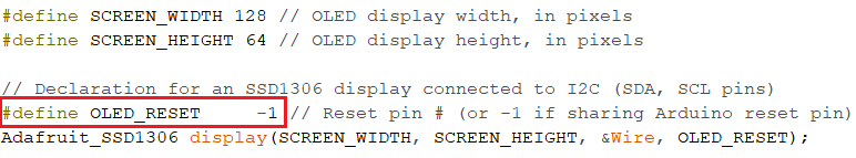 set RESET pin arduino IDE OLED display