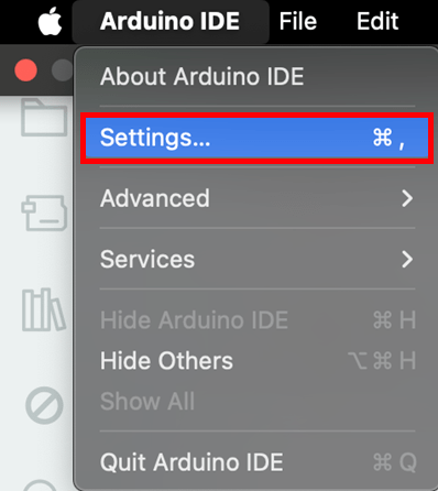 Open Arduino IDE 2 Preferences Menu Mac OS