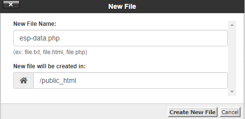 PHP Create New file esp data