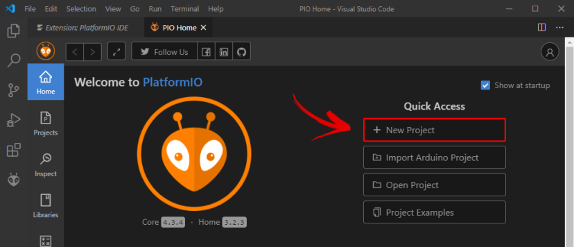 Create New Project PlatformIO VS Code