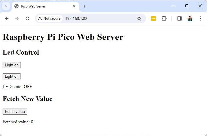 Raspberry Pi Pico Basic Web Server basic example