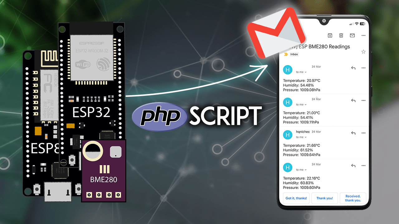 ESP32 ESP8266 Send Email Notification using PHP Script