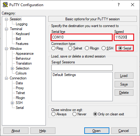 Serial Communication ESP8266  NodeMCU Boards PuTTY