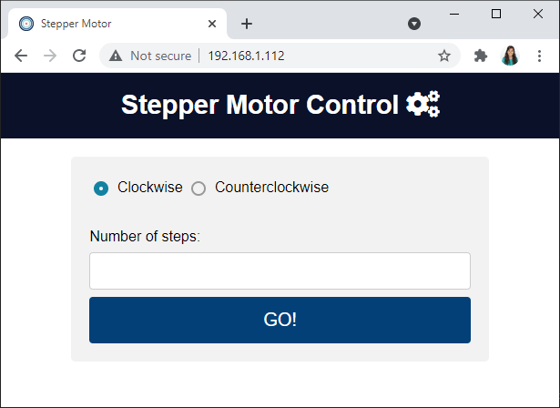 ESP32 ESP8266 Stepper Motor Web Server HTML Form with CSS