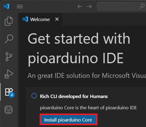 VS Code pioarduino IDE extension install rich cli