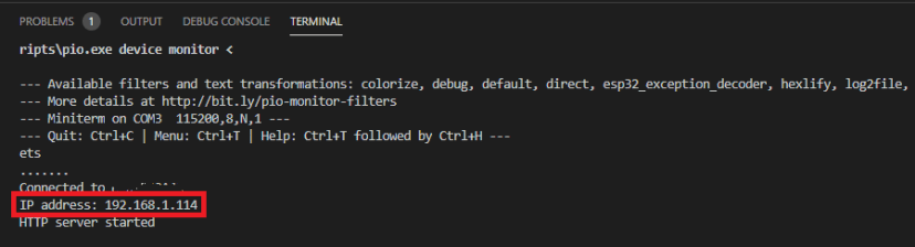 VS Code with PlatformIO Get Board IP Address