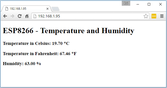 ESP8266 Simple DHT Web Server