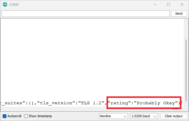 ESP32 WiFiClientSecure example Serial Monitor